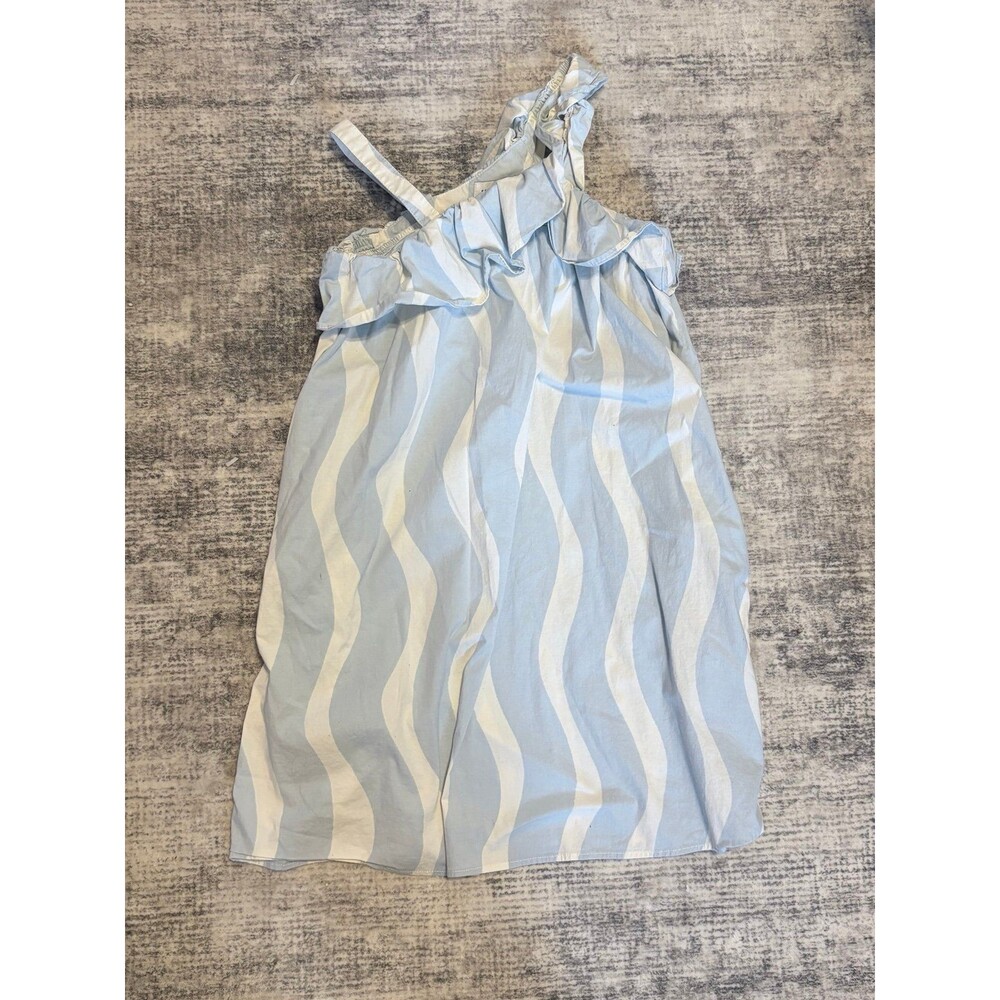 Free Assembly Baby Blue and White Dress with asymmetrical neckline size L 10/12